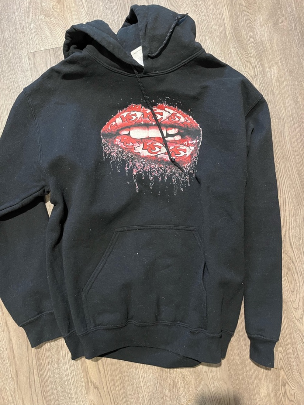Kansas City chiefs Hoodie with Red Lip Graphic